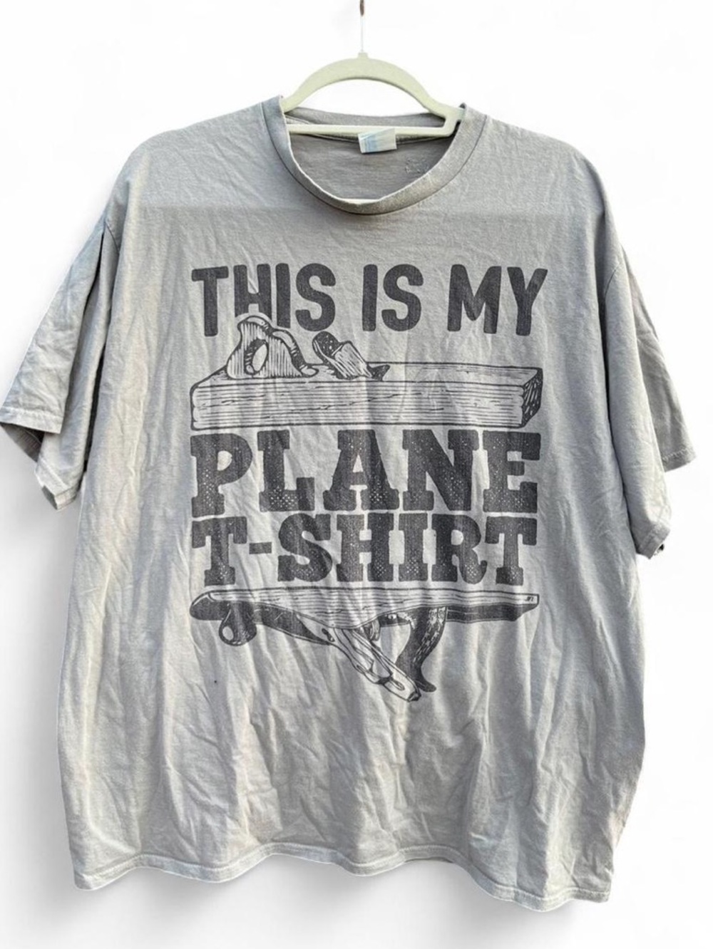 Y2K Port and Company Gray Graphic Tee - 'This Is My Plane T-Shirt'